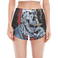 Punk Mohawk Devil Print Women's Split Running Shorts