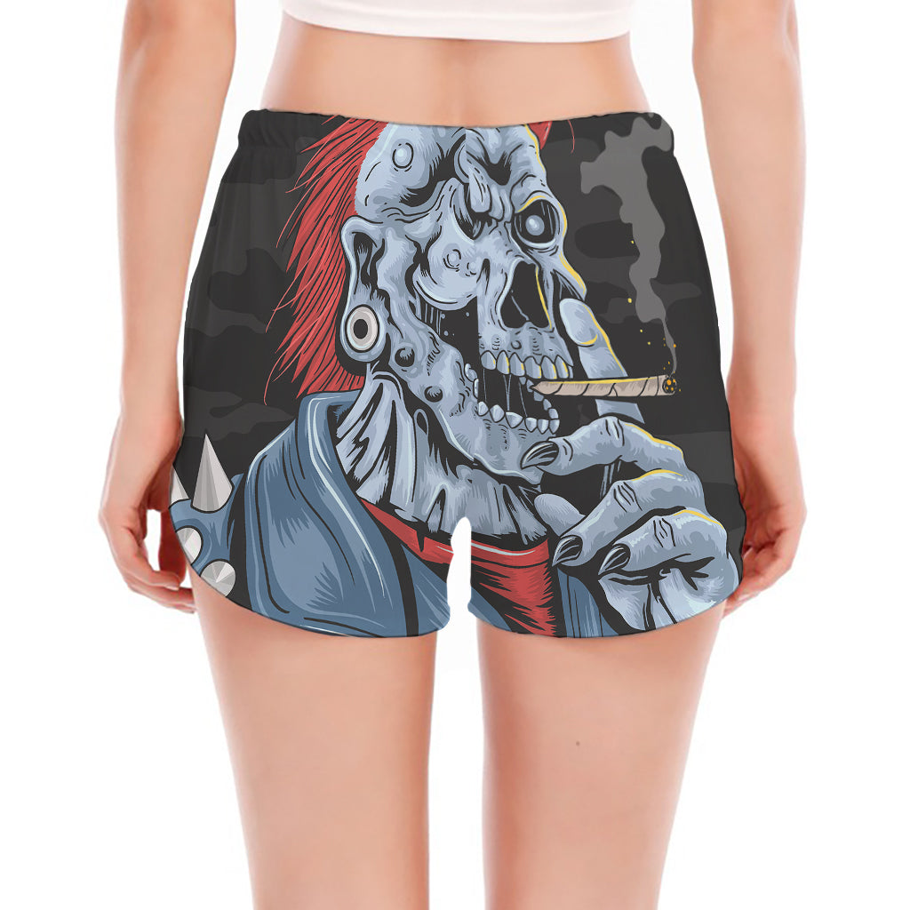 Punk Mohawk Devil Print Women's Split Running Shorts