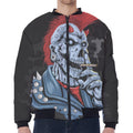 Punk Mohawk Devil Print Zip Sleeve Bomber Jacket