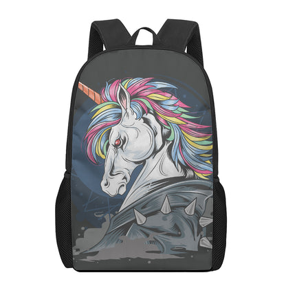 Punk Unicorn Print 17 Inch Backpack