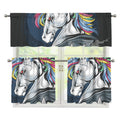 Punk Unicorn Print 3 Piece Kitchen Curtains