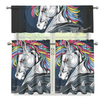 Punk Unicorn Print 3 Piece Kitchen Curtains