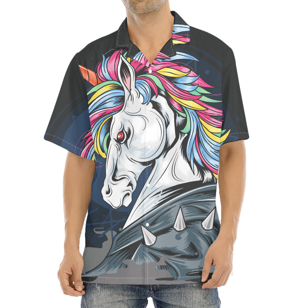 Punk Unicorn Print Aloha Shirt