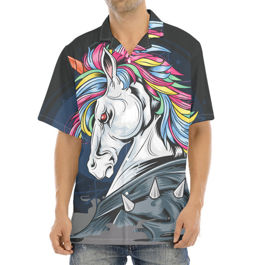 Punk Unicorn Print Aloha Shirt