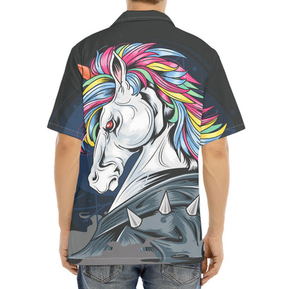 Punk Unicorn Print Aloha Shirt
