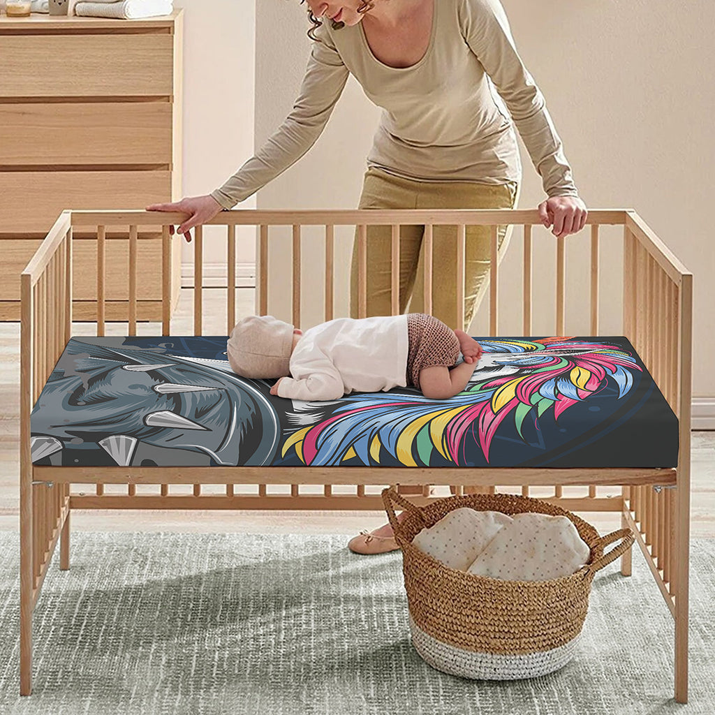 Punk Unicorn Print Baby Crib Sheet
