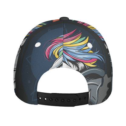Punk Unicorn Print Baseball Cap