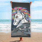 Punk Unicorn Print Beach Towel