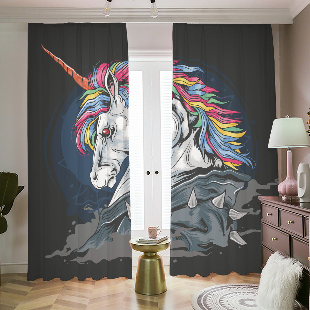 Punk Unicorn Print Blackout Pencil Pleat Curtains