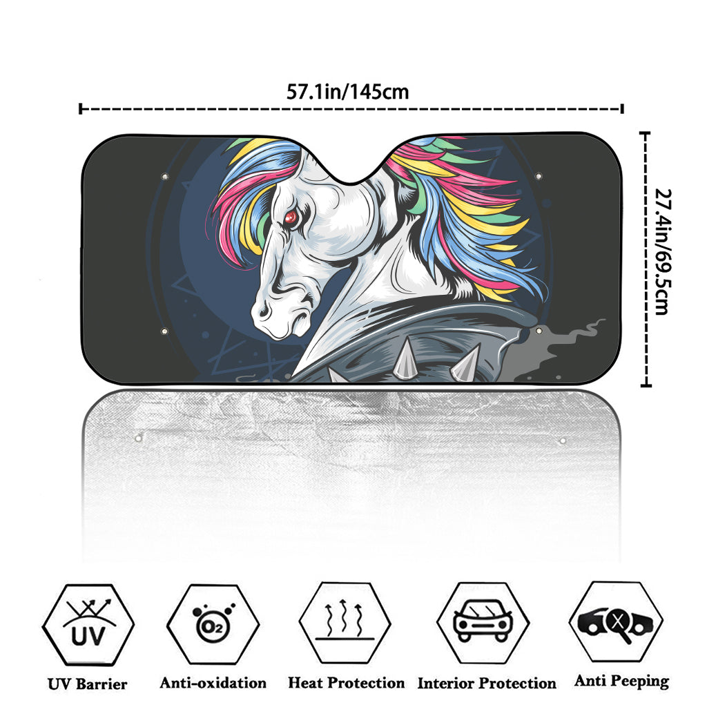 Punk Unicorn Print Car Windshield Sun Shade