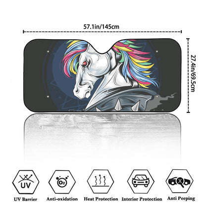 Punk Unicorn Print Car Windshield Sun Shade