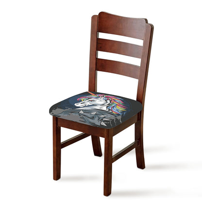 Punk Unicorn Print Chair Cushion Cover