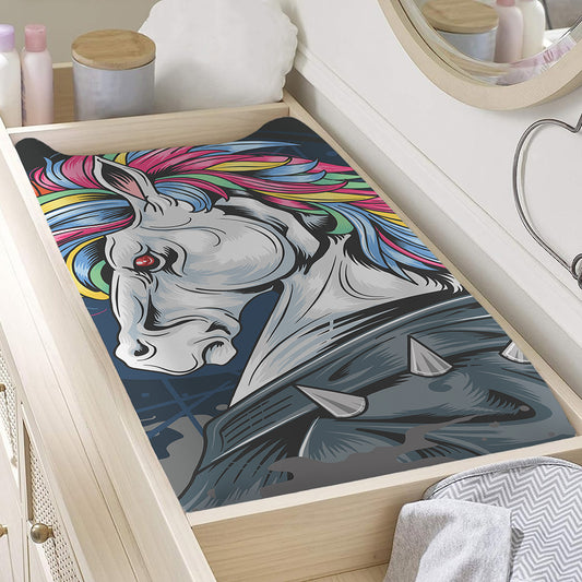 Punk Unicorn Print Changing Pad Cover