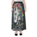 Punk Unicorn Print Chiffon Maxi Skirt