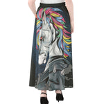 Punk Unicorn Print Chiffon Maxi Skirt
