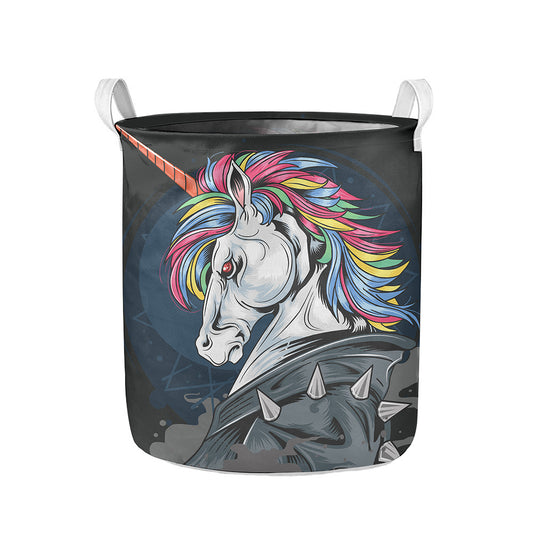 Punk Unicorn Print Collapsible Laundry Basket