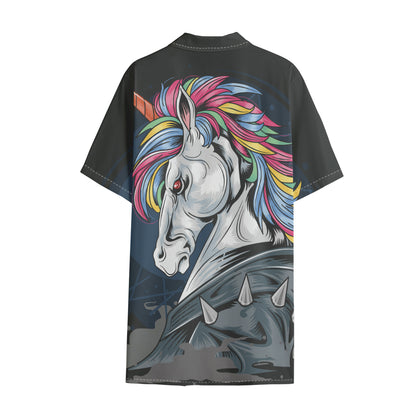 Punk Unicorn Print Cotton Hawaiian Shirt