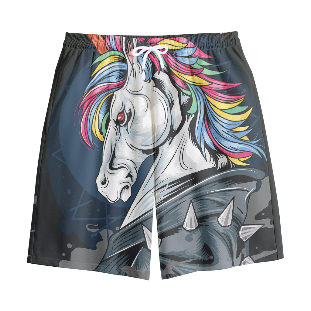 Punk Unicorn Print Cotton Shorts