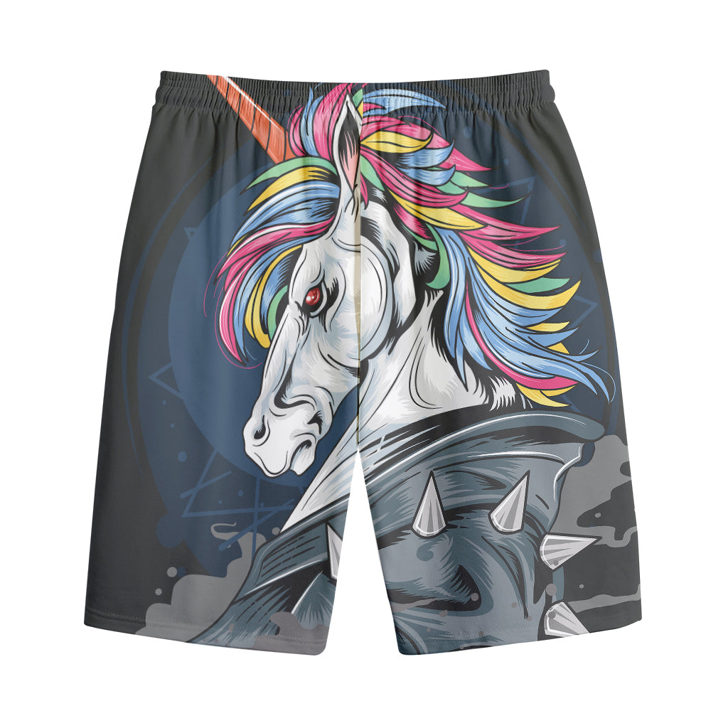 Punk Unicorn Print Cotton Shorts