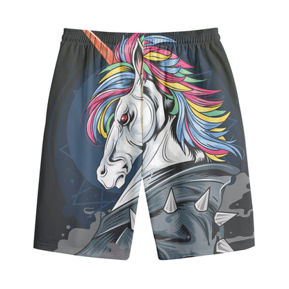 Punk Unicorn Print Cotton Shorts