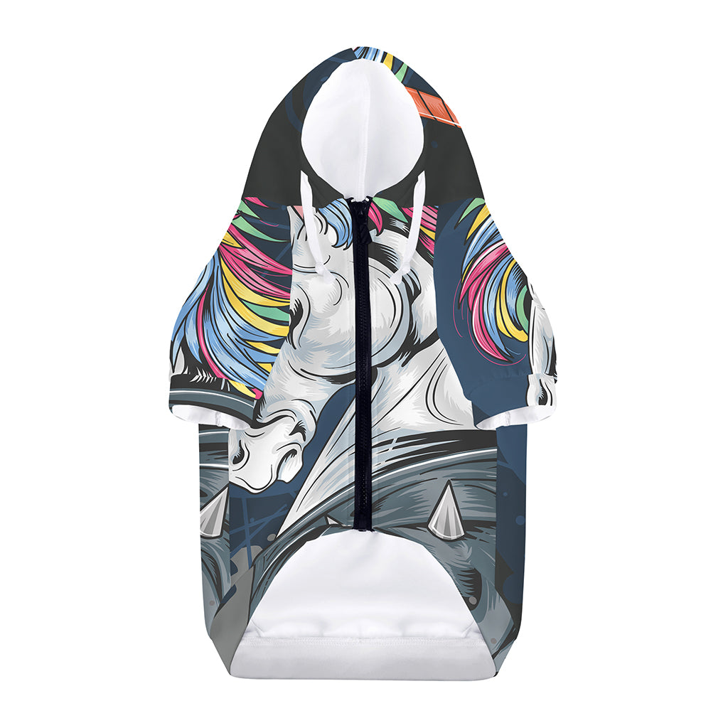 Punk Unicorn Print Dog Zip Up Hoodie
