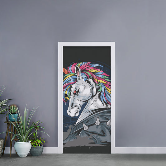 Punk Unicorn Print Door Sticker