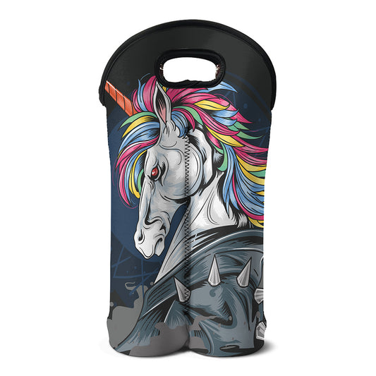 Punk Unicorn Print Double Neoprene Wine Tote