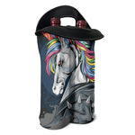 Punk Unicorn Print Double Neoprene Wine Tote
