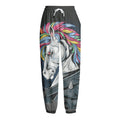 Punk Unicorn Print Fleece Lined Knit Pants
