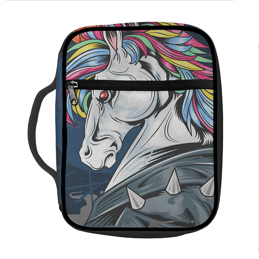 Punk Unicorn Print Front Pocket Bible Bag