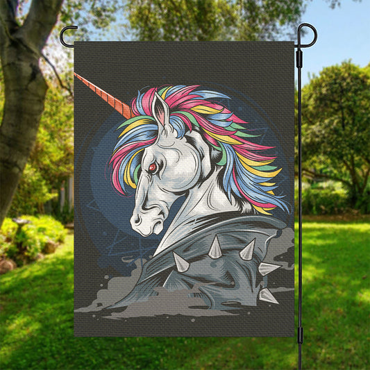 Punk Unicorn Print Garden Flag
