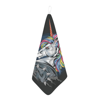 Punk Unicorn Print Hand Towel