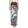 Punk Unicorn Print High Slit Maxi Skirt