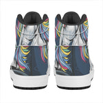 Punk Unicorn Print High Top Leather Sneakers