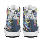 Punk Unicorn Print High Top Leather Sneakers