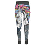 Punk Unicorn Print High-Waisted Pocket Leggings