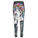 Punk Unicorn Print High-Waisted Pocket Leggings