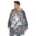Punk Unicorn Print Hoodie Blanket