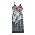 Punk Unicorn Print Jersey Midi Cami Dress