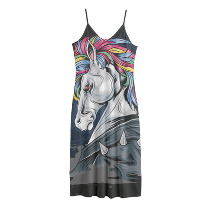 Punk Unicorn Print Jersey Midi Cami Dress