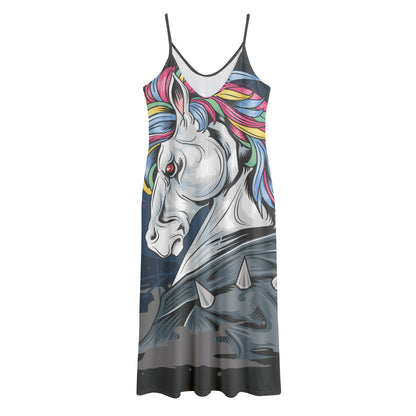 Punk Unicorn Print Jersey Midi Cami Dress