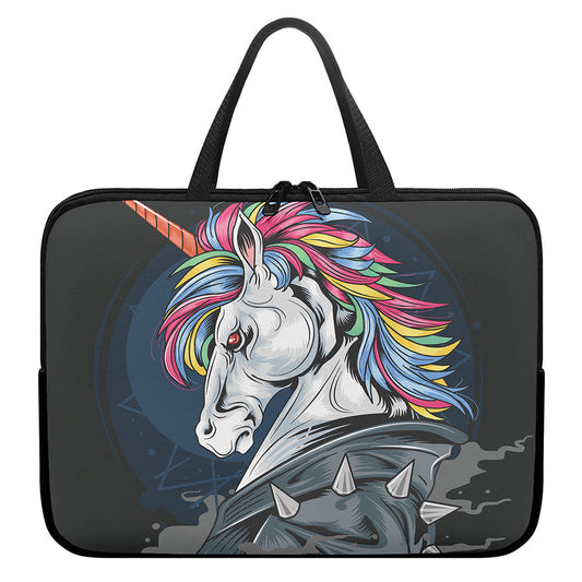 Punk Unicorn Print Laptop Sleeve With Handle
