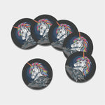 Punk Unicorn Print Leather Coaster Set