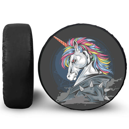 Punk Unicorn Print Leather Spare Tire Cover