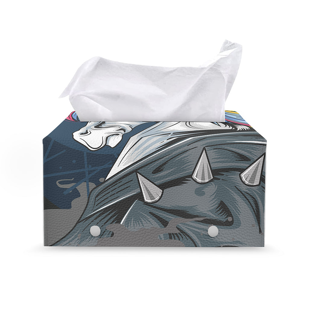 Punk Unicorn Print Leather Tissue Box Cover