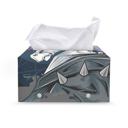 Punk Unicorn Print Leather Tissue Box Cover