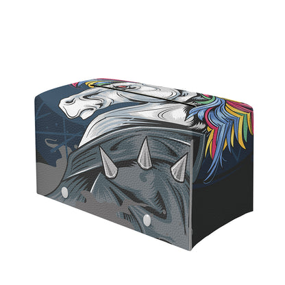 Punk Unicorn Print Leather Tissue Box Cover
