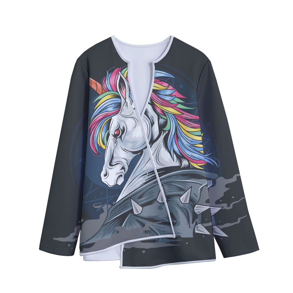 Punk Unicorn Print Long Sleeve Short Coat