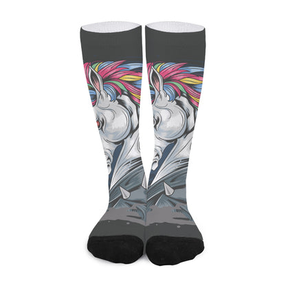 Punk Unicorn Print Long Socks