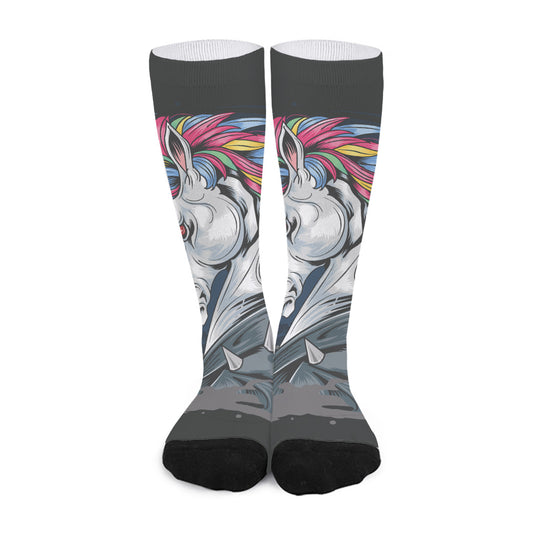 Punk Unicorn Print Long Socks